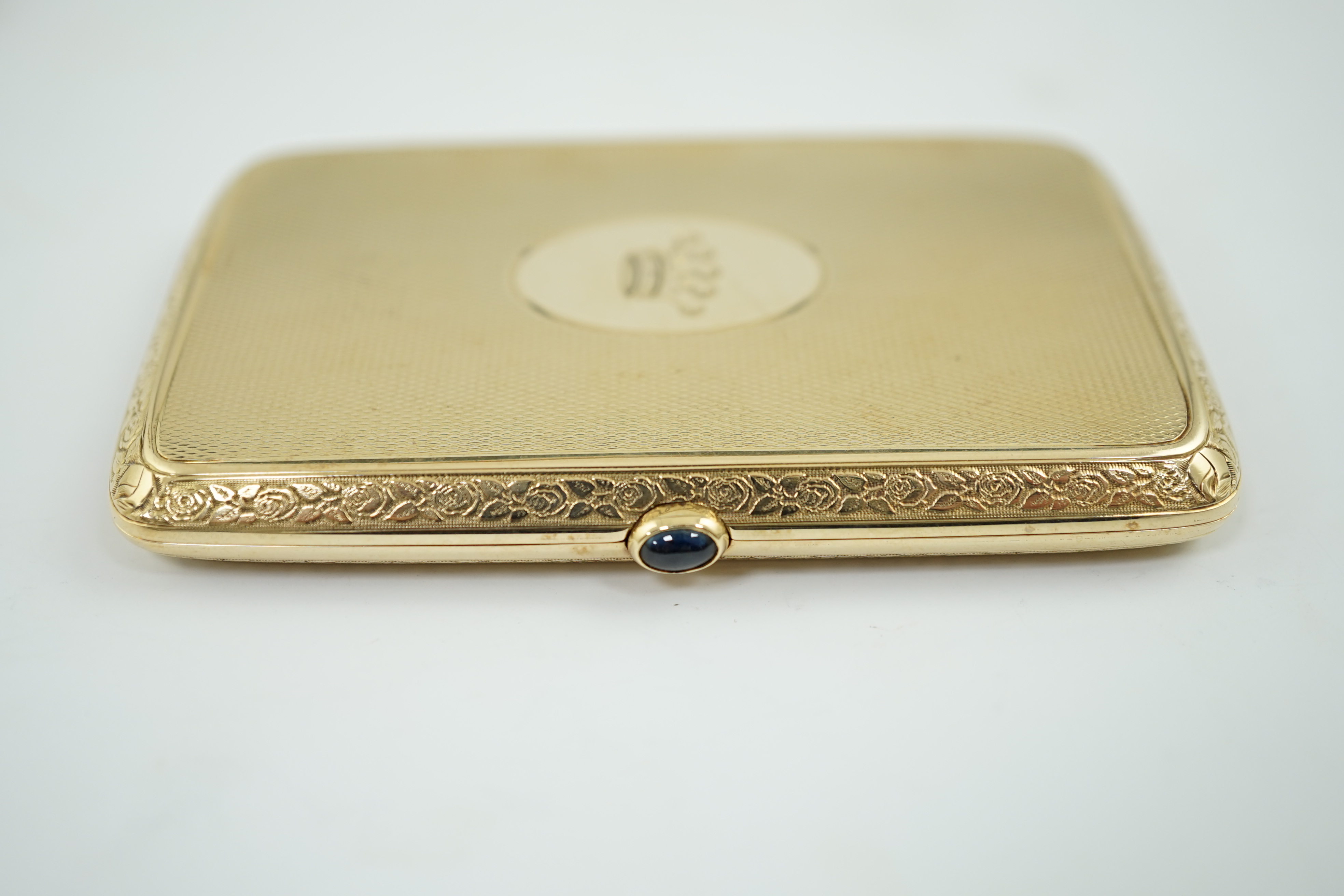 A 20th century engine turned 14k gold cigarette case